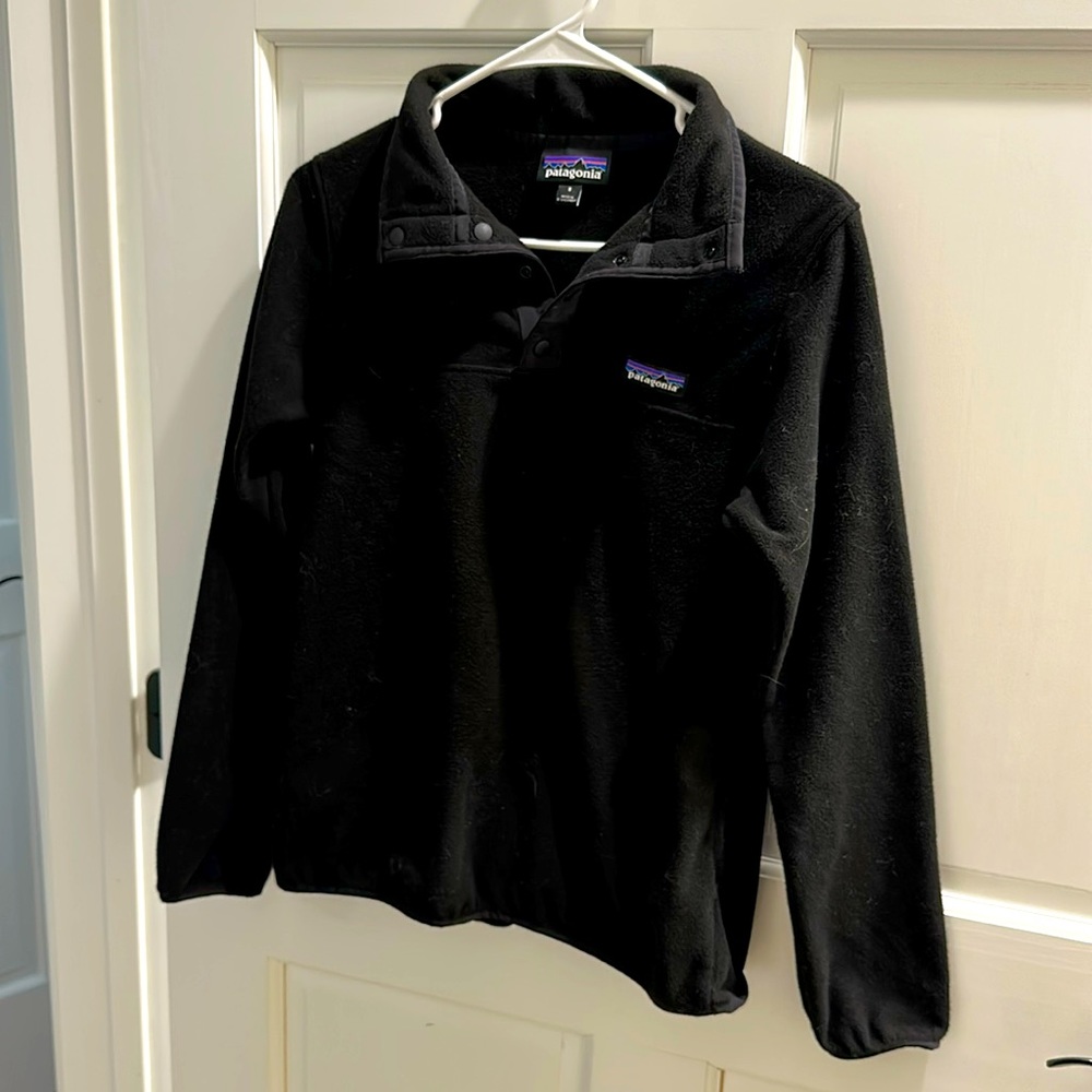 Patagonia Women’s size small 1/4 snap T fleece micro D pullover in BLK EUC